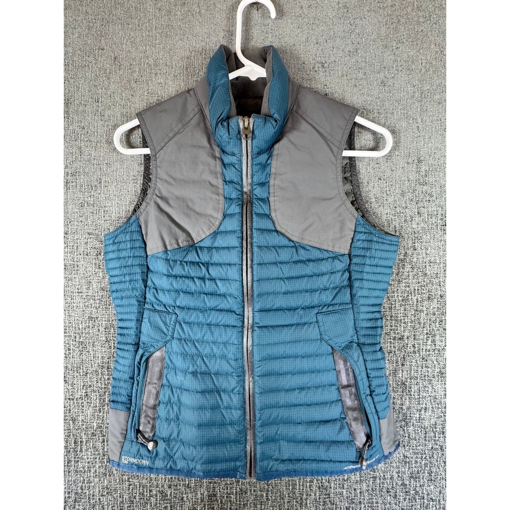 Eddie Bauer StormDown 700 Puffer Vest Womens Teal Blue Grey Quilted Down S
